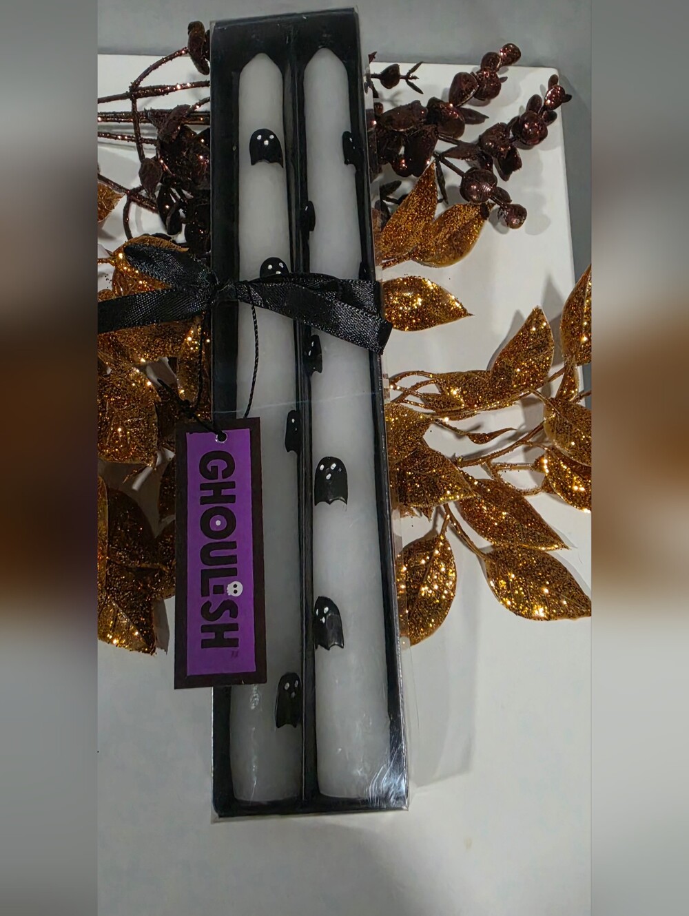 Ghoulish White Ghost Taper Candles - Decorative Home Accent